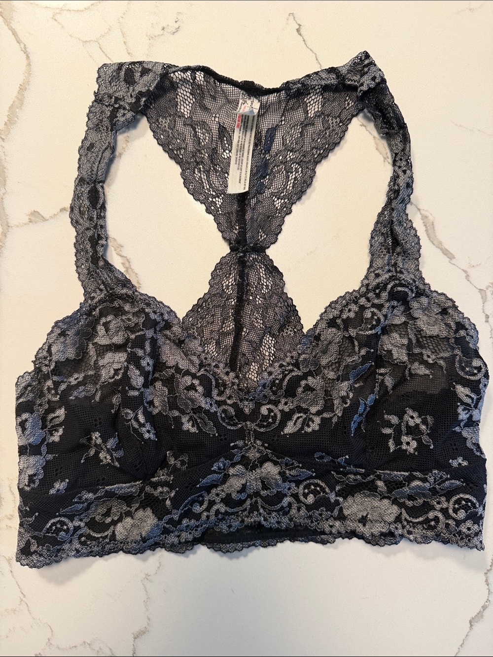 Like New Free People Lace Racerback Bralette in Charcoal/Black Size M